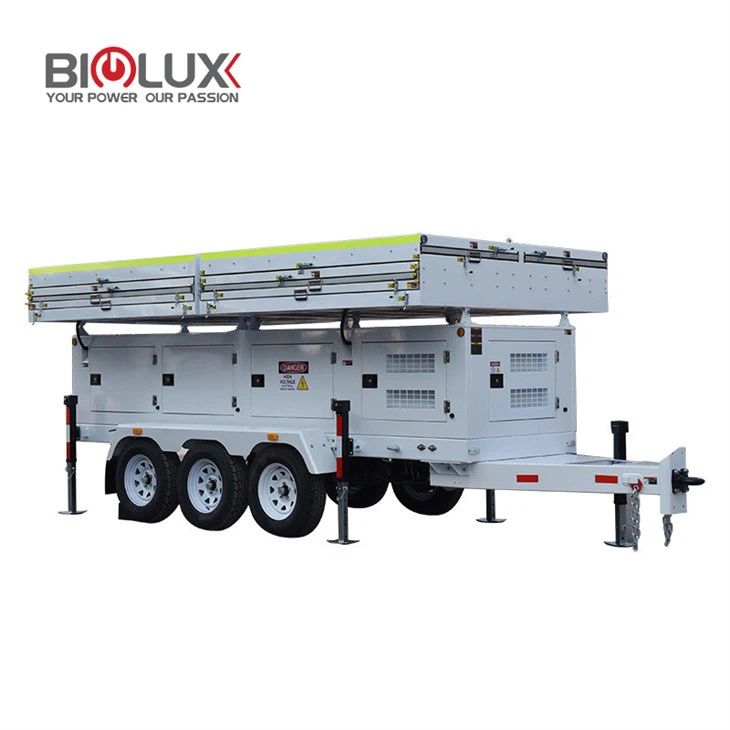 Movable Mobile Generator Hnub Ci Trailer Chaw Nres Tsheb Nrog Hnub Ci Vaj Huam Sib Luag